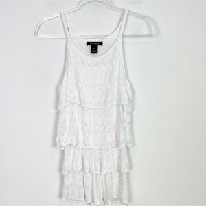 WHITE HOUSE BLACK MARKET IVORY TEXTIRED TOERED SLEEVELESS KNIT TANK SWEATER XS